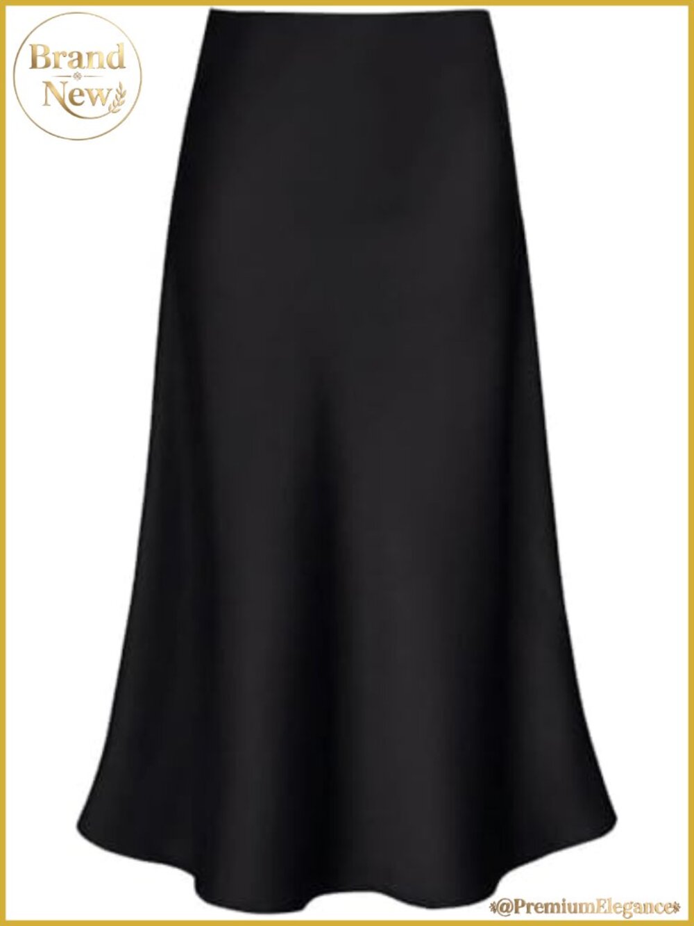 Women's Satin Maxi Skirt High Waist A-Line Elastic Skirt